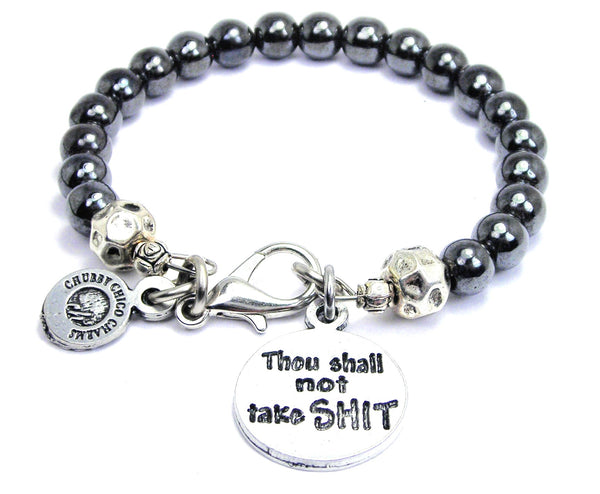 Thou shall not take SHT Hematite Glass Bracelet