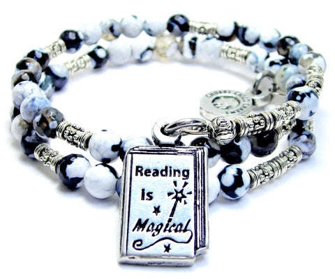 Reading Is Magical Agate Stone Microcrystalline Quartz Wrap Bracelet