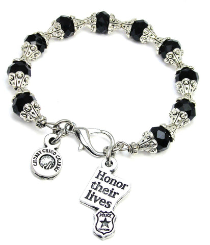 Honor Their Lives With Police Badge Capped Crystal Bracelet