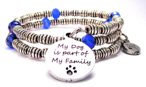 My Dog Is Part Of My Family Curly Coil Wrap Style Bangle Bracelet