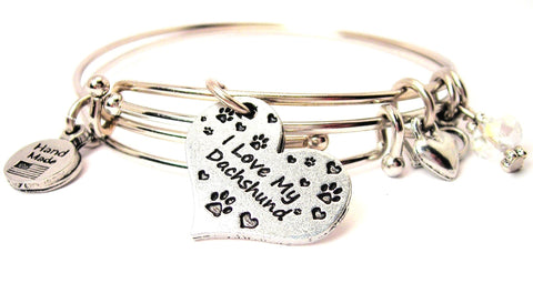 I love my dachshund bracelet, I love my dachshund bangles, I love my dachshund jewelry, dachshund bracelet