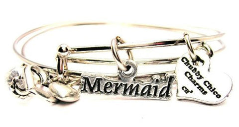Mermaid Stylized Expandable Bangle Bracelet Set