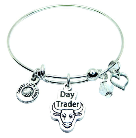 Day Trader Bull Expandable Bangle Bracelet
