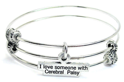 I Love Someone With Cerebral Palsy Triple Style Expandable Bangle Bracelet