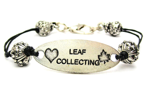 leaves, autumn, fall, fall jewelry, cord bracelet, charm bracelet,