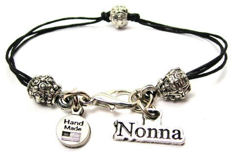 Nonna Grandmother In Italian Beaded Black Cord Bracelet