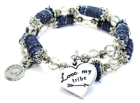 Love My Tribe Blue Jean Beaded Wrap Bracelet