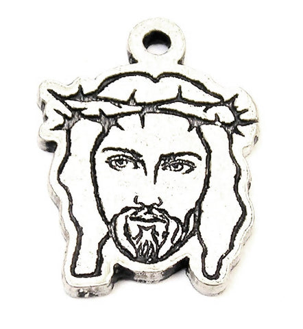 Portrait Of Jesus With Crown Of Thorns Genuine American Pewter Charm