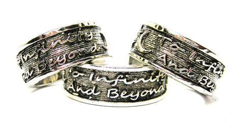 To Infinity And Beyond Sterling Silver Plated Unisex Cuff Ring