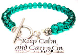 Keep Calm And Carry On Crystal Beaded Toggle Style Bracelet