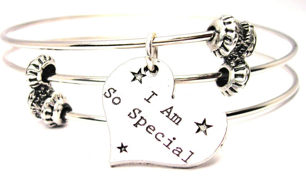 I Am So Special Heart Triple Style Expandable Bangle Bracelet