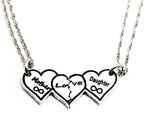Mother Daughter Hearts BBF Two Piece Necklace Set