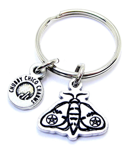 Moth With Pentacle On Wings Key Chain