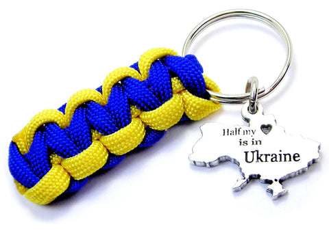 Half My Heart Is In Ukraine 550 Military Spec Paracord Key Chain