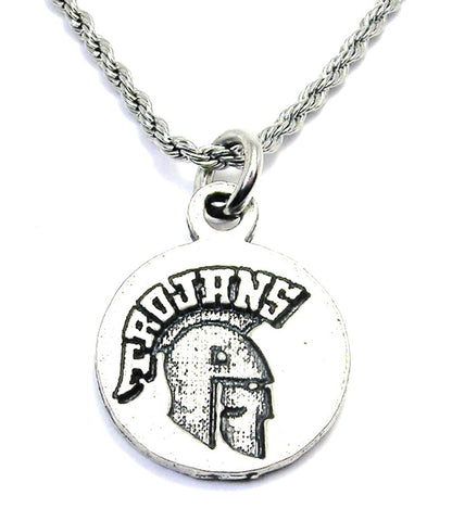Trojans Mascot With Trojans In Helm Single Charm Necklace