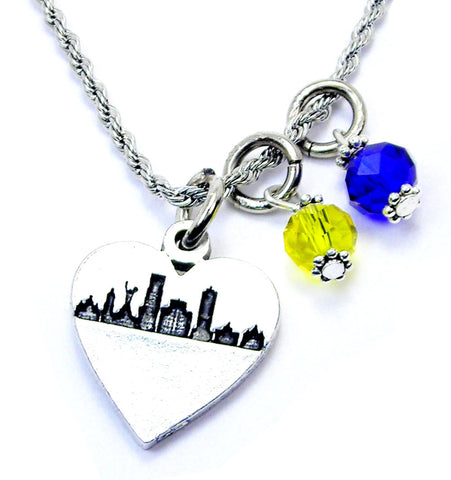 Ukrainian Skyline Necklace with Crystal Accent