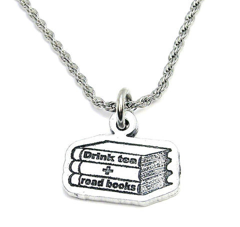 Drink Tea And Read Books Single Charm Necklace