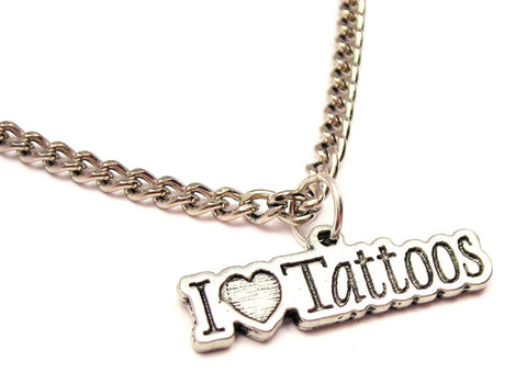 I Love Tattoos Single Charm Necklace