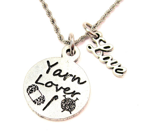 Yarn Lover 20" Chain Necklace With Cursive Love Accent