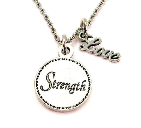 Strength 20" Chain Necklace With Cursive Love Accent