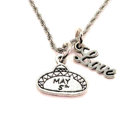 May 5Th 20" Chain Necklace With Cursive Love Accent
