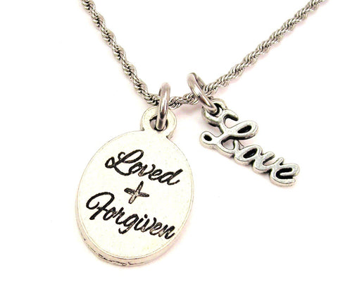 Loved And Forgiven 20" Chain Necklace With Cursive Love Accent