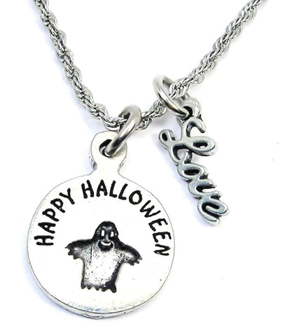 Happy Halloween With Ghost 20" Rope Necklace With Love