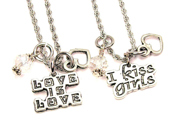 Love Is Love Lesbian Set Of 2 Rope Chain Necklaces