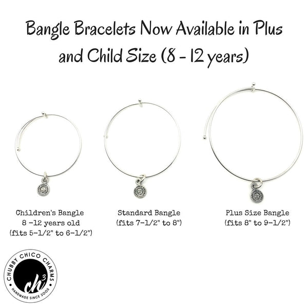 Initial H Circle Expandable Bangle Bracelet Set Regular (Fits 7-1/2 to 8) / Lavender Purple