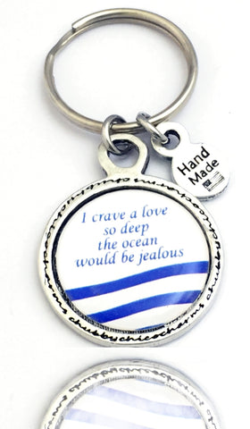 I Crave A Love So Deep The Ocean Would Be Jealous Framed Resin Key Chain