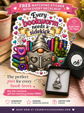 Book Lover Gnome 3D Single Charm Necklace