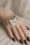 Half My Heart Is In Heaven Expandable Bangle Bracelet Set