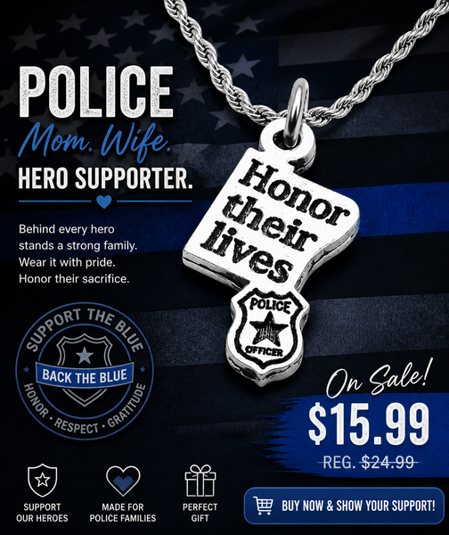 Honor Their Lives Police Badge Single Charm Necklace
