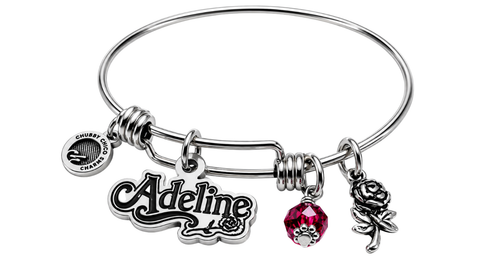 Officially Licensed H.D. Carlton Haunting Adeline, Adeline Rose Pewter Charm Bangle