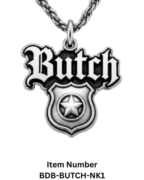 Licensed Butch "Cop" Charm Necklace