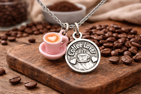 Coffee Lover 20" Chain Necklace With CUTE LITTLE COFFEE CUP