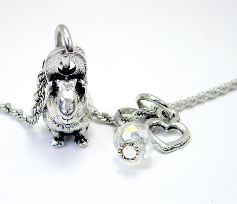 Capybara Heart And Crystal Necklace