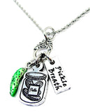 Pickle Breath Pickle jar charm holder necklace 20" chain