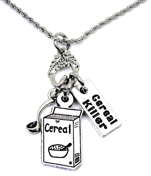 Cereal Box Spoon  Necklace with Small Heart
