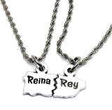 Reina and Rey gift set necklaces in the shape of Puerto Rico