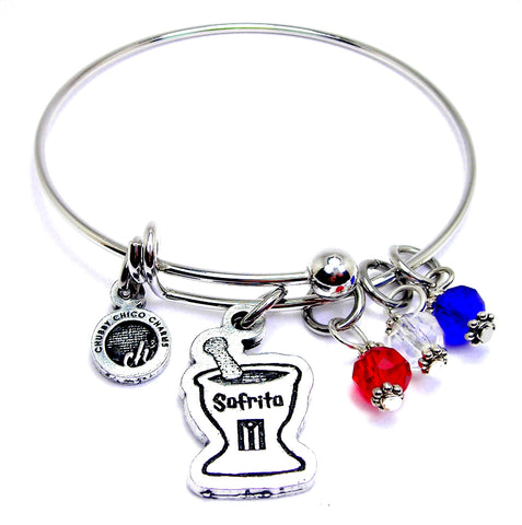 Sofrito with Puerto Rican flag bangle Bracelet