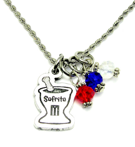 Sofrito taste of Puerto Rico  20" Rope Necklace Puerto Rican flag