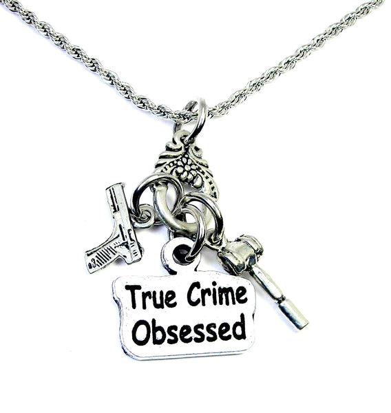 True Crime Obsessed Charm Holder Necklace 20" Chain Necklace