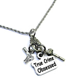 True Crime Obsessed Charm Holder Necklace 20" Chain Necklace