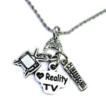 I love Reality TV Charm Holder Necklace 20" Chain Necklace