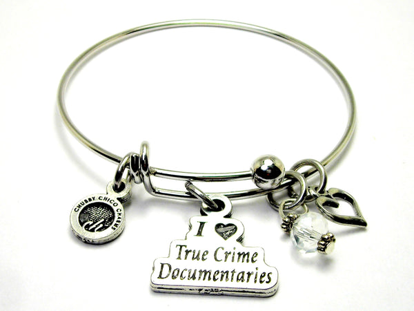 I love true crime documentaries bangle Single Stacker