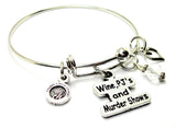 Wine PJs and murder shows true crime documentaries bangle Bracelet