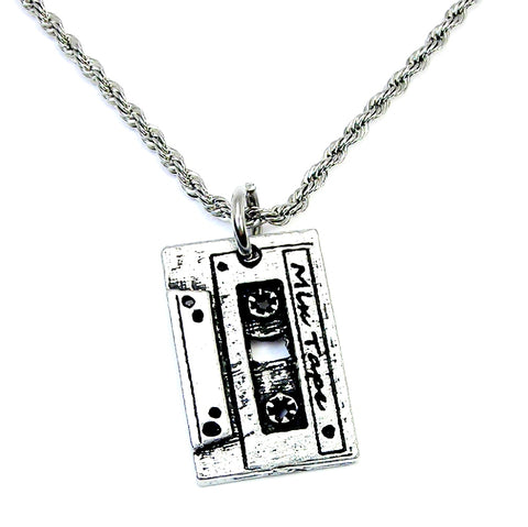 Mix tape music lover necklace 20" stainless steel Generation X music