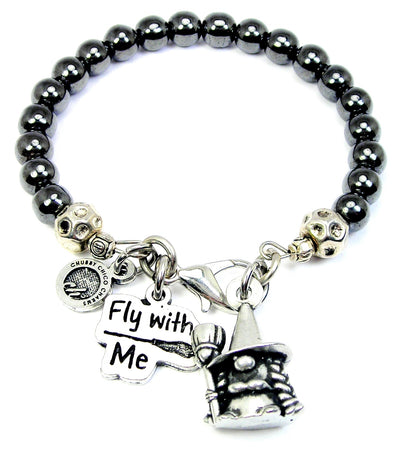 A Little Girl Yesterday A Friend Today My Daughter Forever Beaded Black  Cord Bracelet - American Made Pewter Bracelets from Chubby Chico Charms