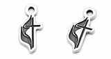 Methodist Cross With Flame Insignia Genuine American Pewter Charm